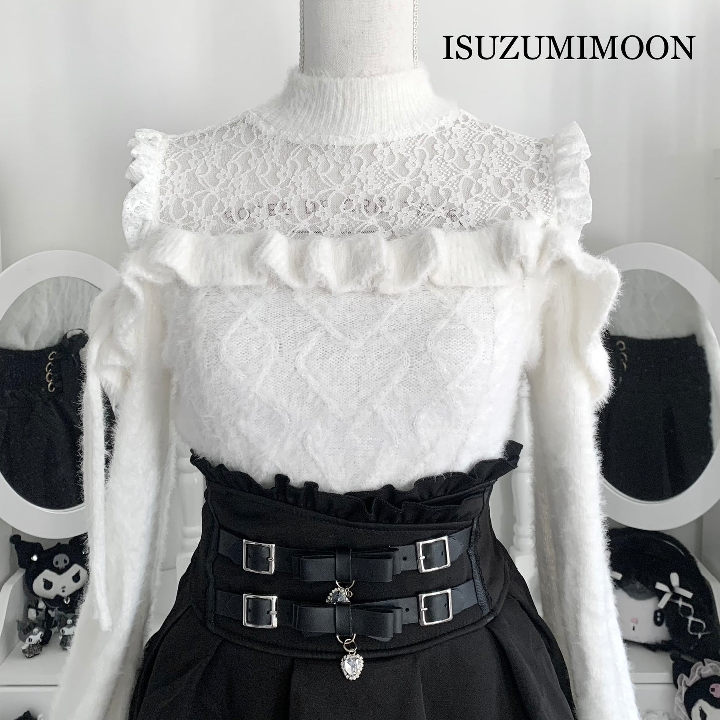 Honey Cinnamon white open shoulder fluffy sweater