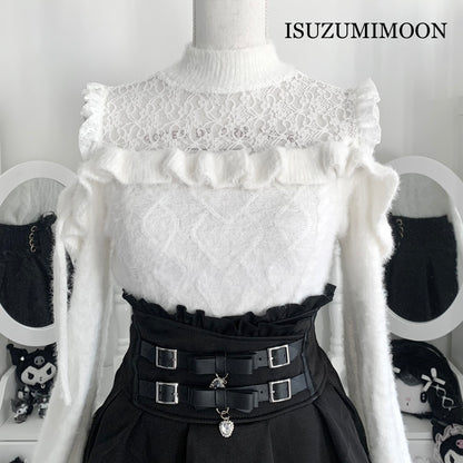 Honey Cinnamon white open shoulder fluffy sweater