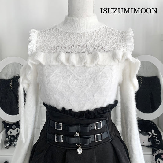 Honey Cinnamon white open shoulder fluffy sweater