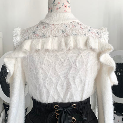 Honey Cinnamon white open shoulder fluffy sweater