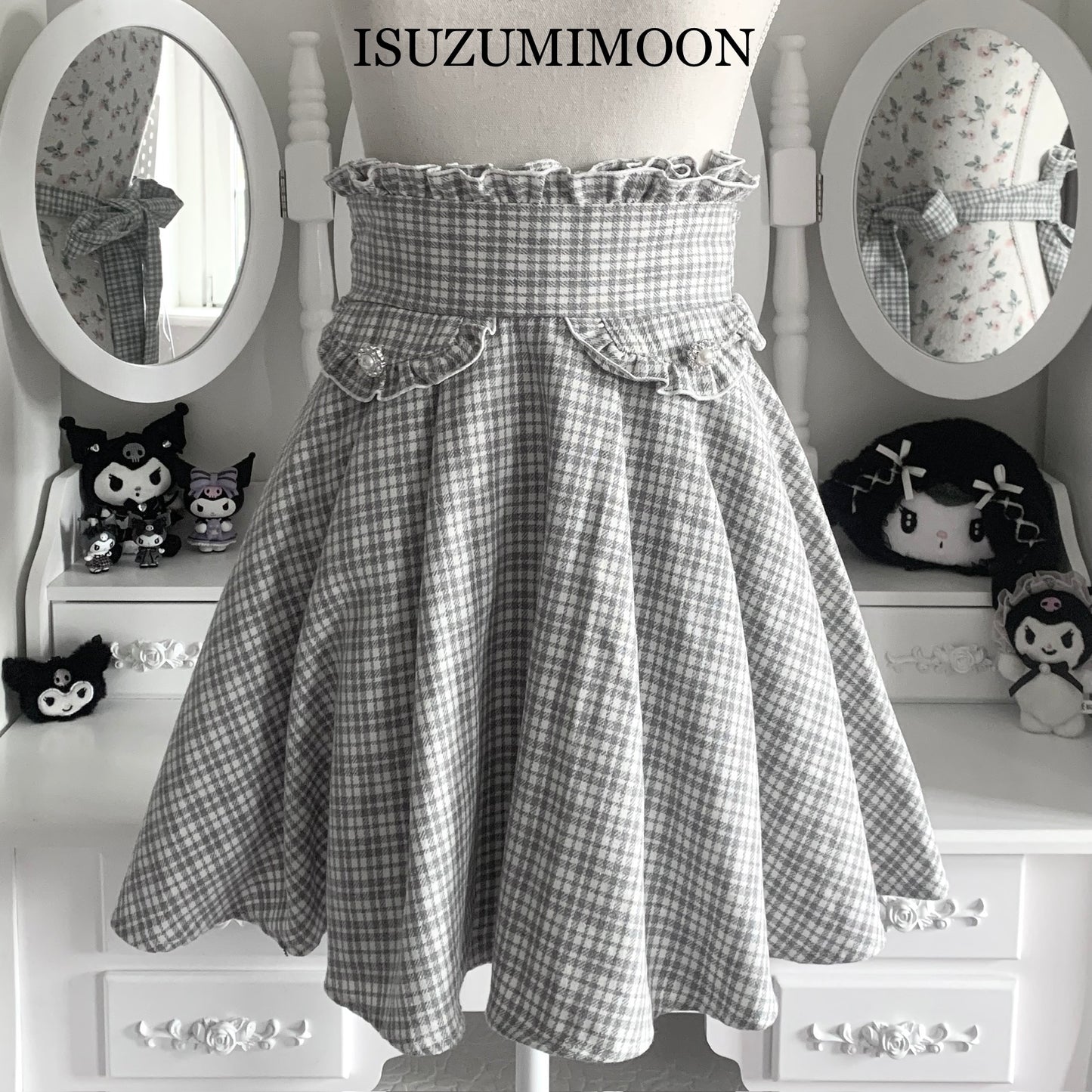 Noémie gray plaid skirt