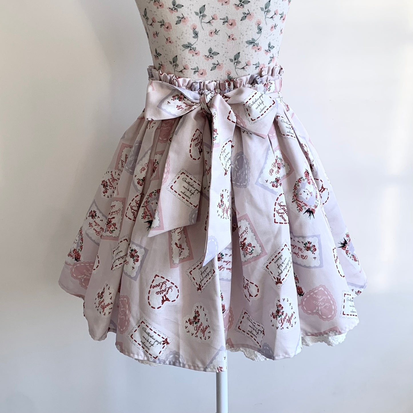 Ank Rouge vintage card skirt with waist ties