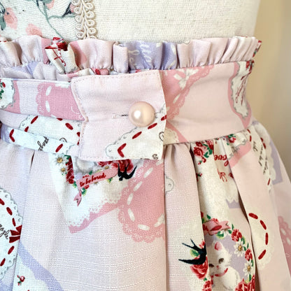 Ank Rouge vintage card skirt with waist ties