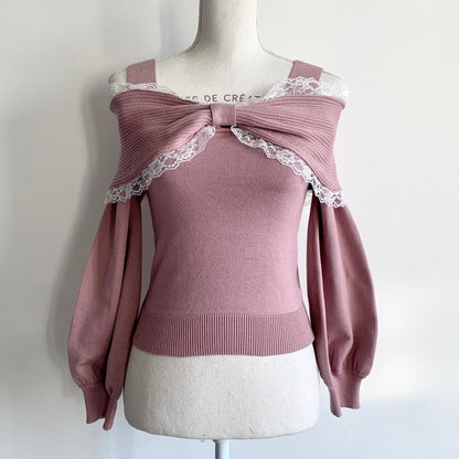 Ank Rouge open shoulder bow sweater
