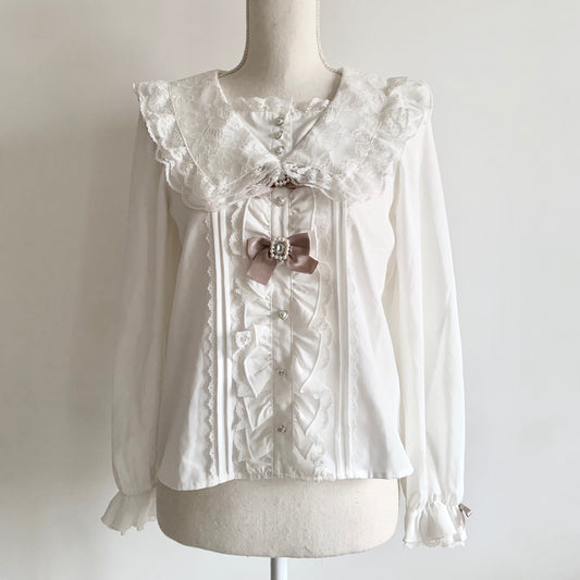 Noémie white frill blouse