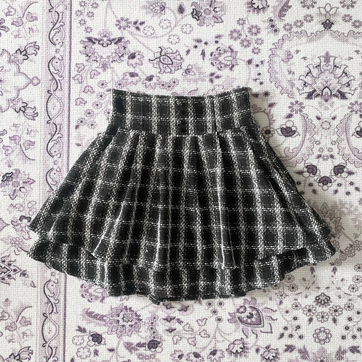 Evelyn black and white tweed skirt