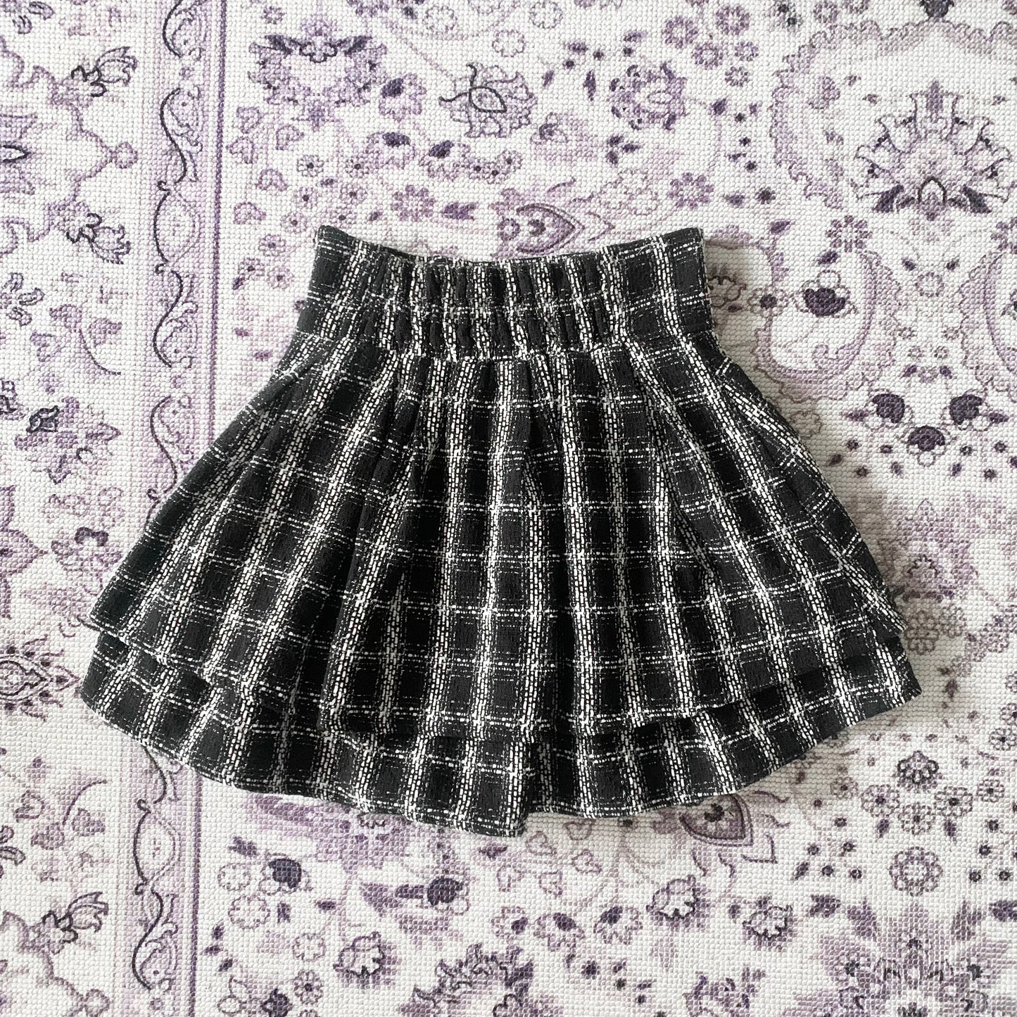 Evelyn black and white tweed skirt