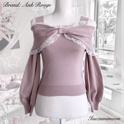 Ank Rouge open shoulder bow sweater