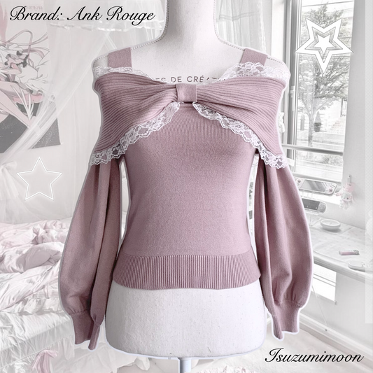 Ank Rouge open shoulder bow sweater