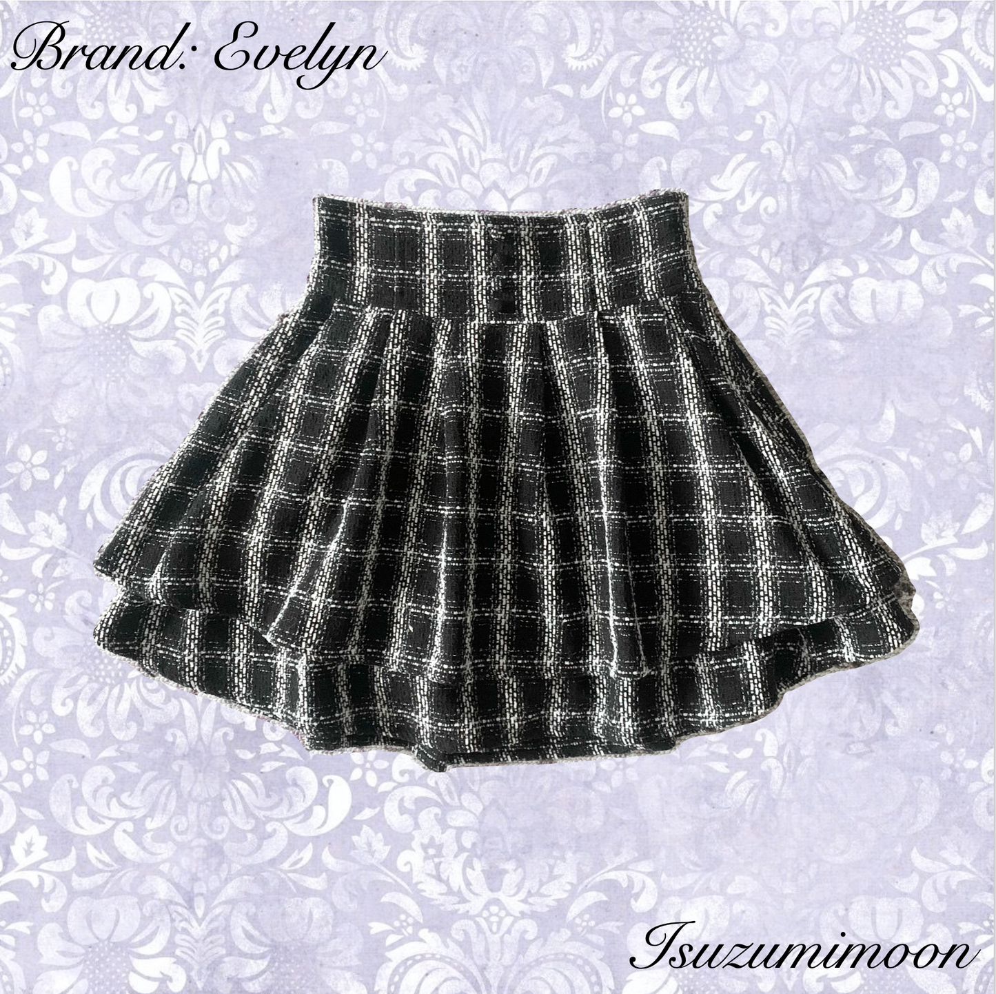 Evelyn black and white tweed skirt